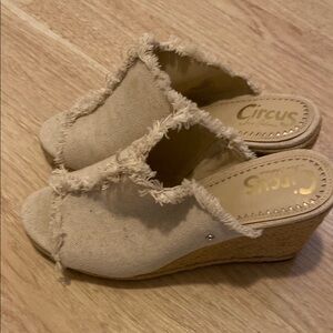 Circus by Sam Edelman Cream Mules with Wedge Heel